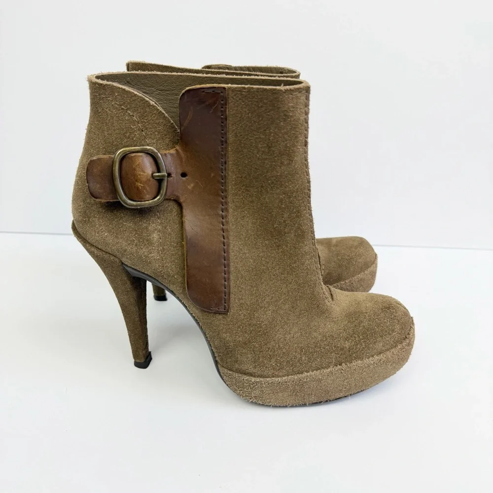 Pedro Garcia Charmy Ankle Boots Booties Suede Leather Platform Size 37.5 US 7.5